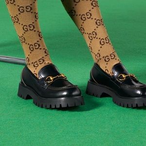 GUCCI Leather Lug Sole Horsebit Loafer